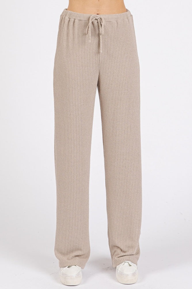 Taupe Rib Knit Tank and Pant Set