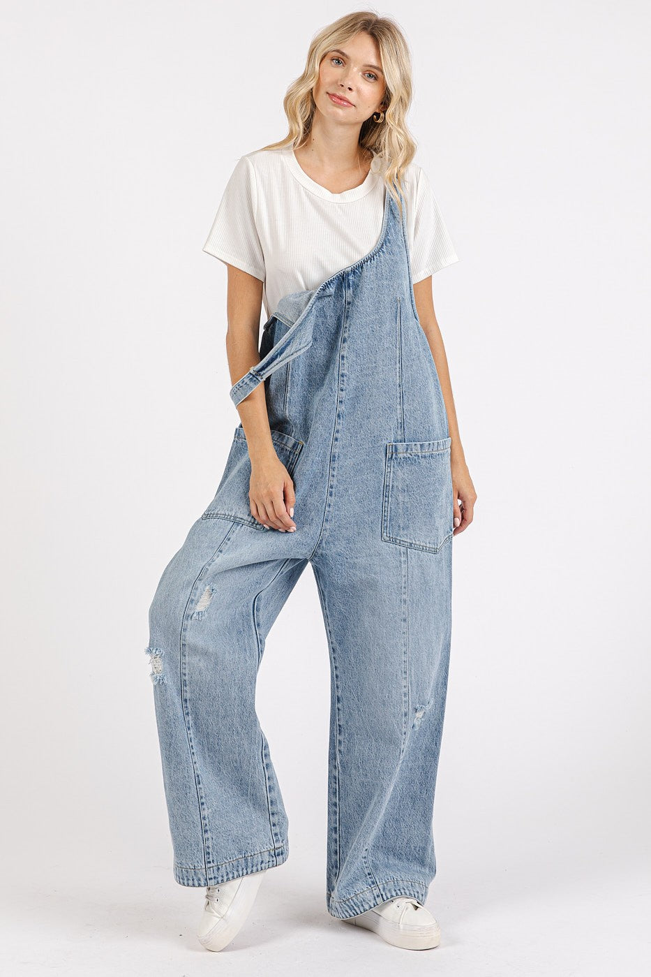 Blue Relaxed Fit Denim Jumpsuit