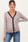 Mocha Striped Ribbed Long Sleeve Lace Detail Button Down Maternity Cardigan