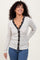 Ivory Striped Ribbed Long Sleeve Lace Detail Button Down Cardigan