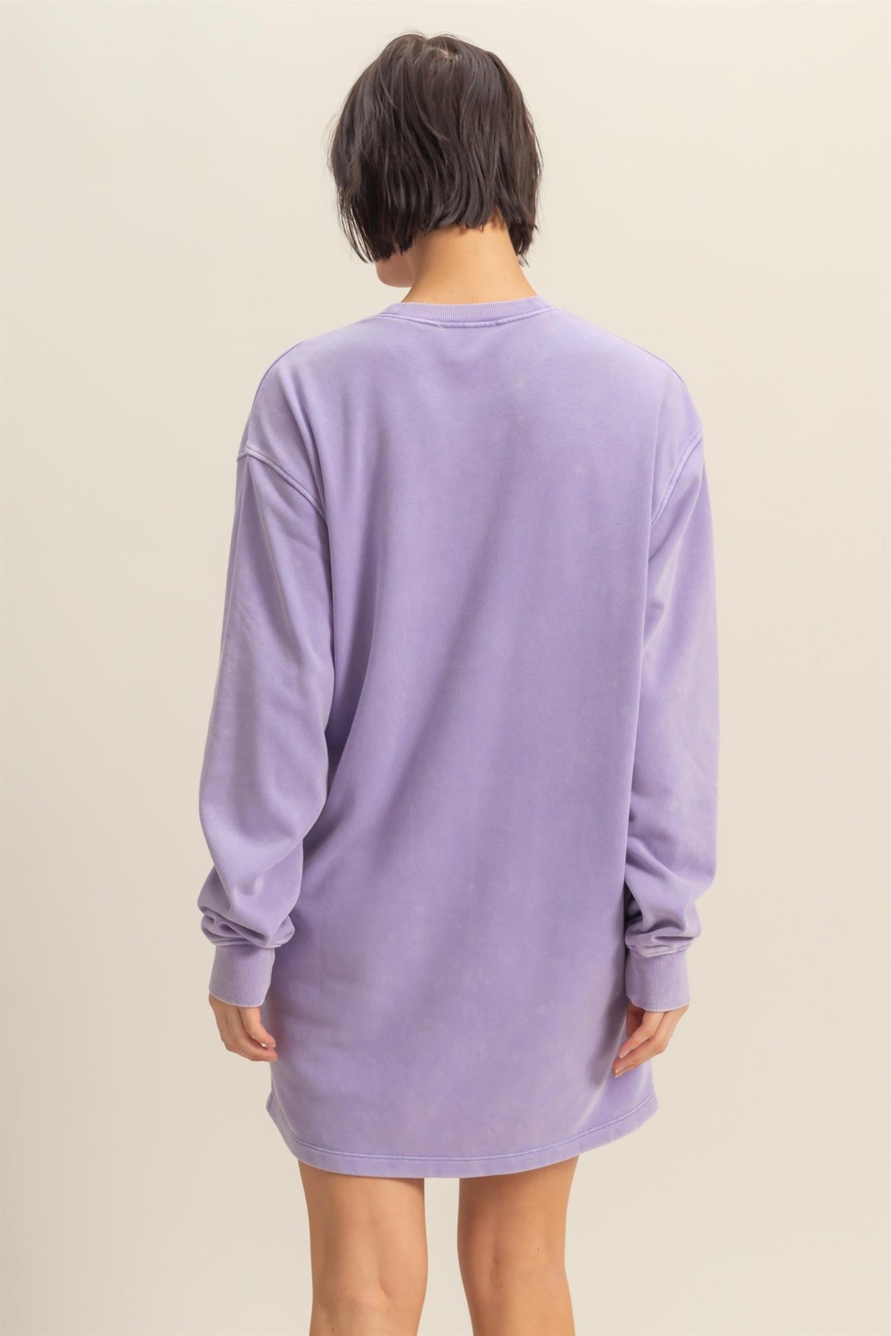 Lavender Long Sleeve Oversized Sweatshirt Mini Dress