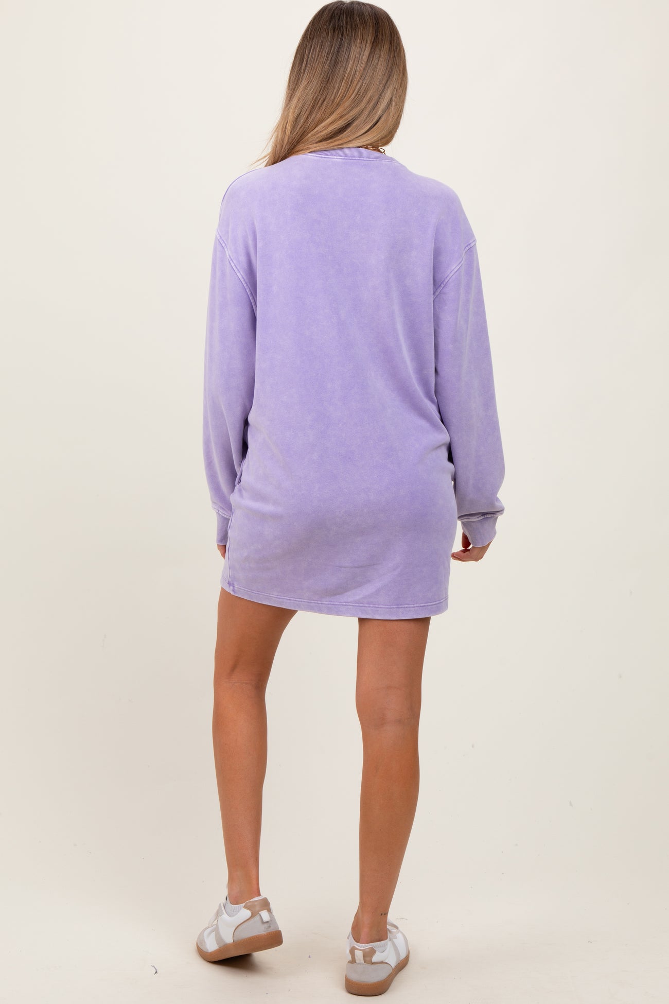 Lavender Long Sleeve Oversized Sweatshirt Maternity Mini Dress