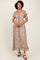 Cream Multi Flutter-Sleeved Smocked Floral Maxi Dress