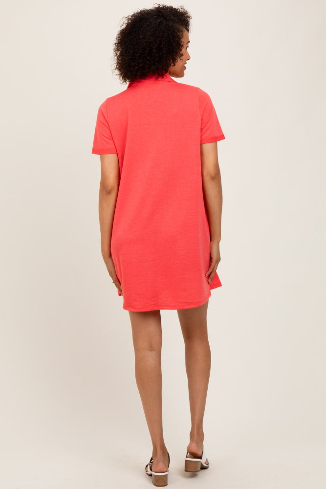 Coral Basic Polo Dress