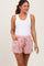 Light Pink Chambray Drawstring Front Pocket Maternity Shorts