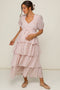 Light Pink Floral Ruffle Tiered Maternity Maxi Dress