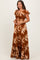 Mocha Floral Smocked Cinched Top Maternity Maxi Dress