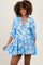 Light Blue Floral Deep V-Neck Maternity Mini Dress