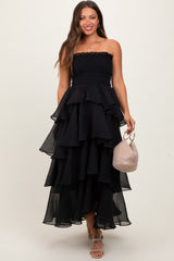 Black Layered Maternity Maxi Dress