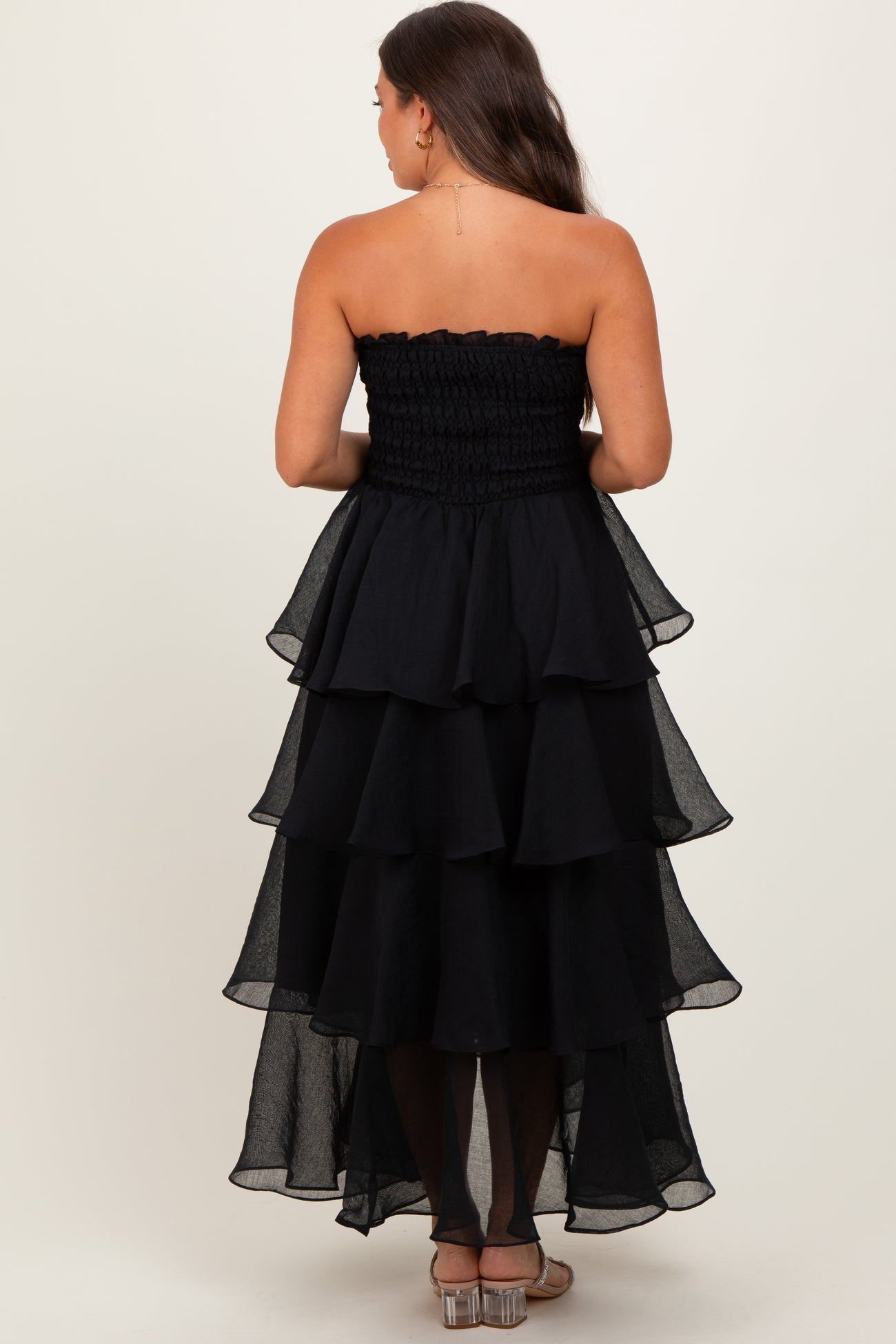 Black Layered Maternity Maxi Dress