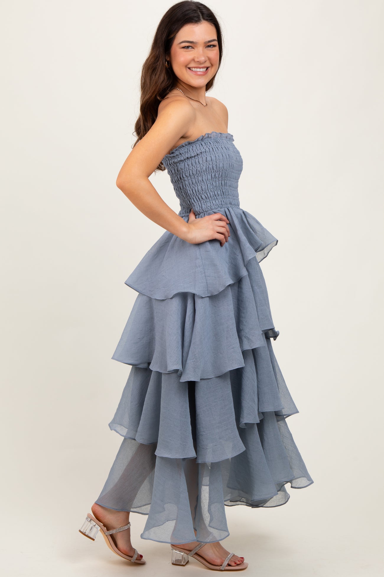 Blue Layered Maxi Dress