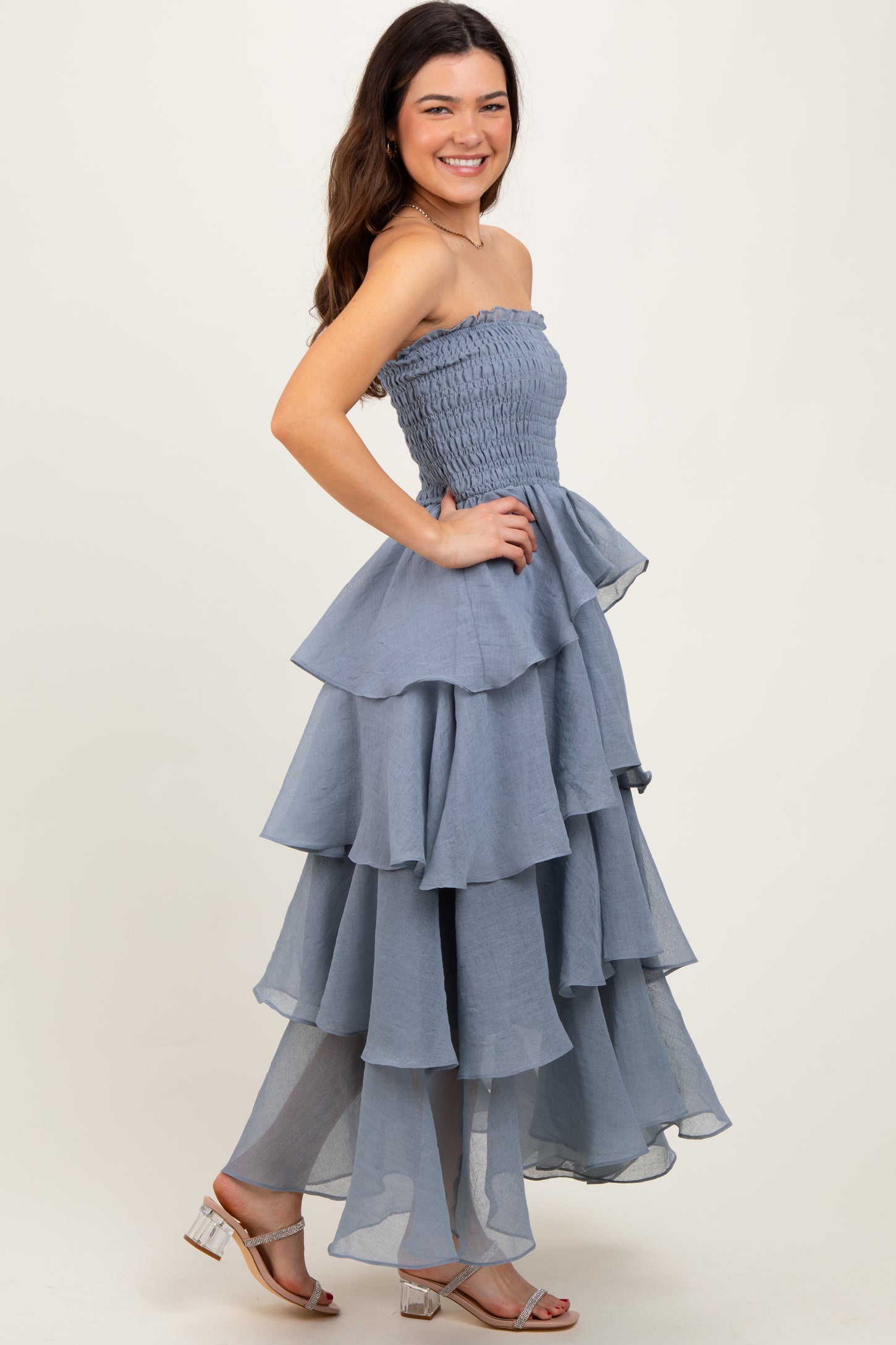 Blue Layered Maxi Dress