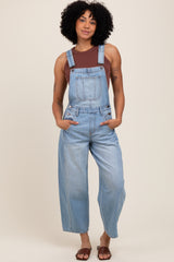 Light Blue Barrel Leg Maternity Overalls