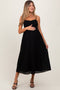 Black Eyelet Front Button Sleeveless Maternity Midi Dress