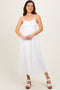 White Eyelet Front Button Sleeveless Midi Dress