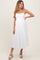 White Eyelet Front Button Sleeveless Maternity Midi Dress