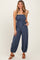 Navy Smocked Striped Balloon Jumpsuit