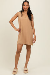 Mocha Sleeveless Striped A-Line Mini Dress