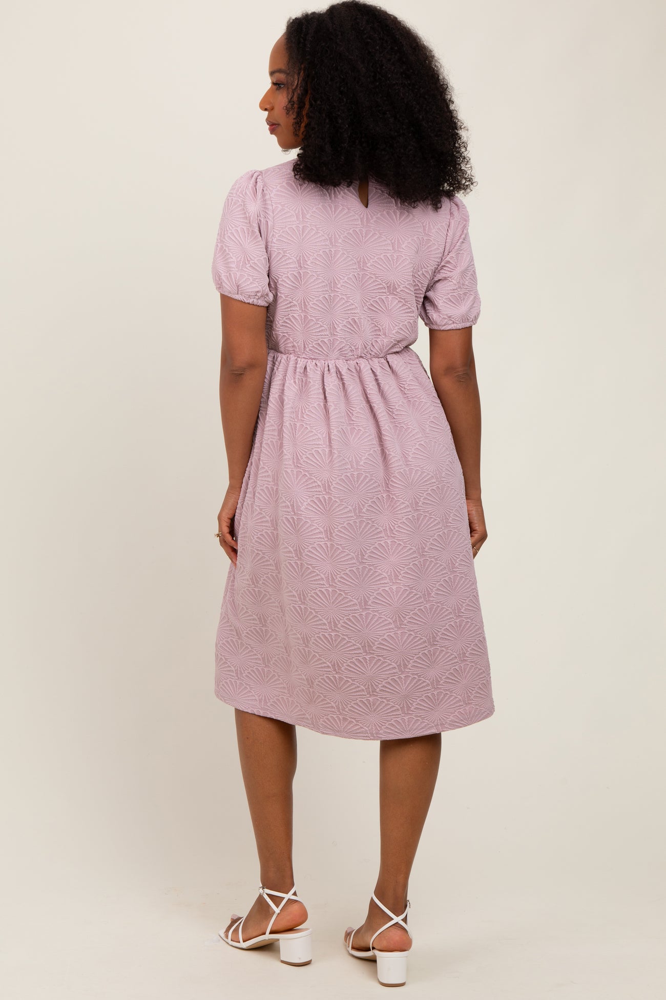 Lavender Textured Knit Midi Dress