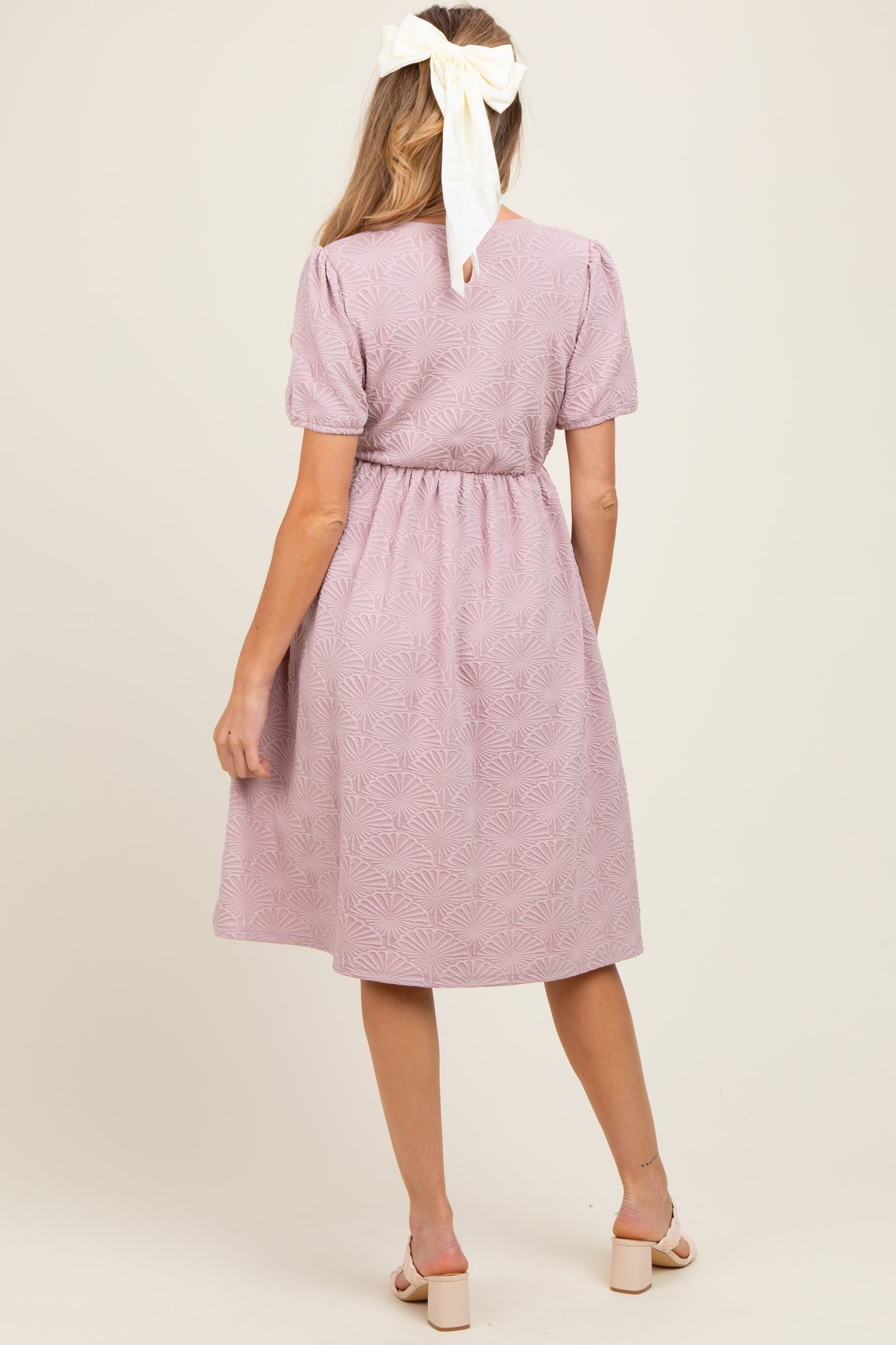 Lavender Textured Knit Maternity Midi Dress