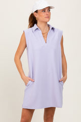 Lavender Sleeveless Polo Maternity Mini Dress