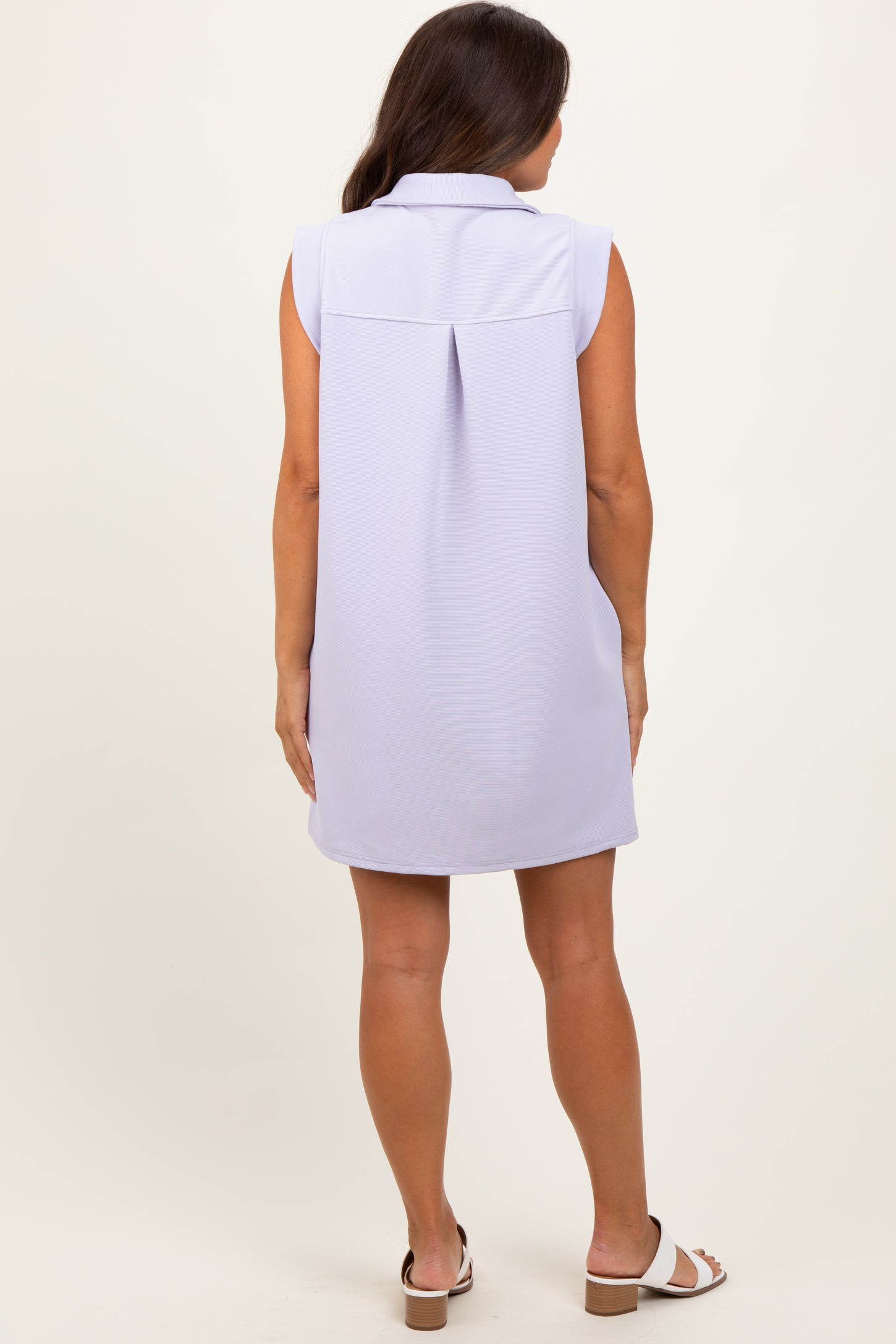 Lavender Sleeveless Polo Maternity Mini Dress