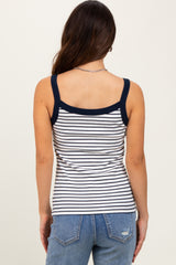 Navy Striped Contrast Strap Tank