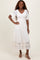 Cream Smocked Crochet Ruffle Trim Midi Dress