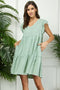 Light Olive Flutter Sleeve Tiered Dress