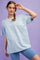 Light Blue Oversized V-Neck Side Slit Tee