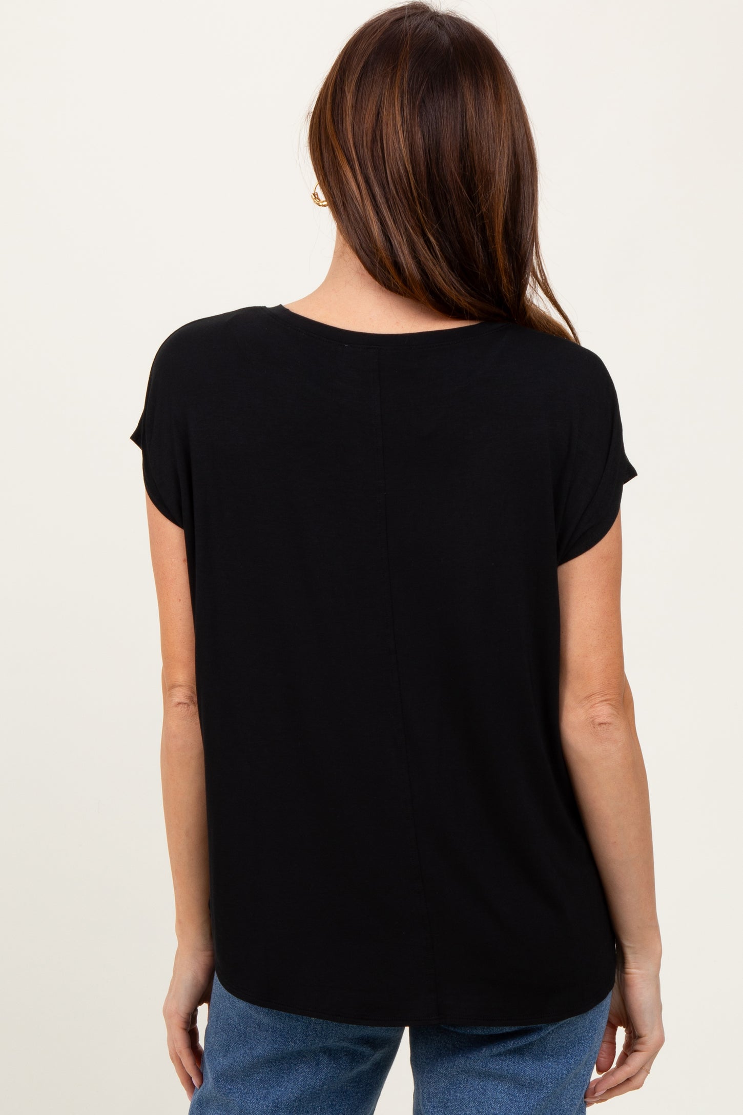 Black Dolman Sleeve Round Neck Top