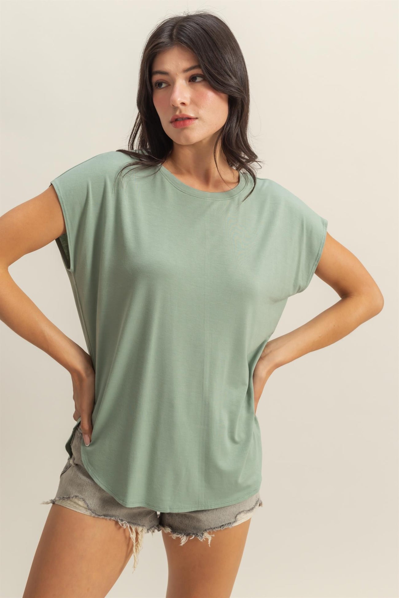 Sage Dolman Sleeve Round Neck Maternity Top