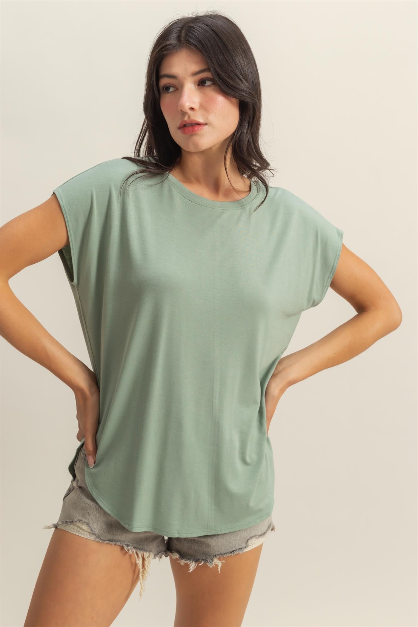 Sage Dolman Sleeve Round Neck Maternity Top