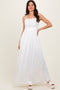 White Lace Bodice Cutout Tie Back Maxi Dress