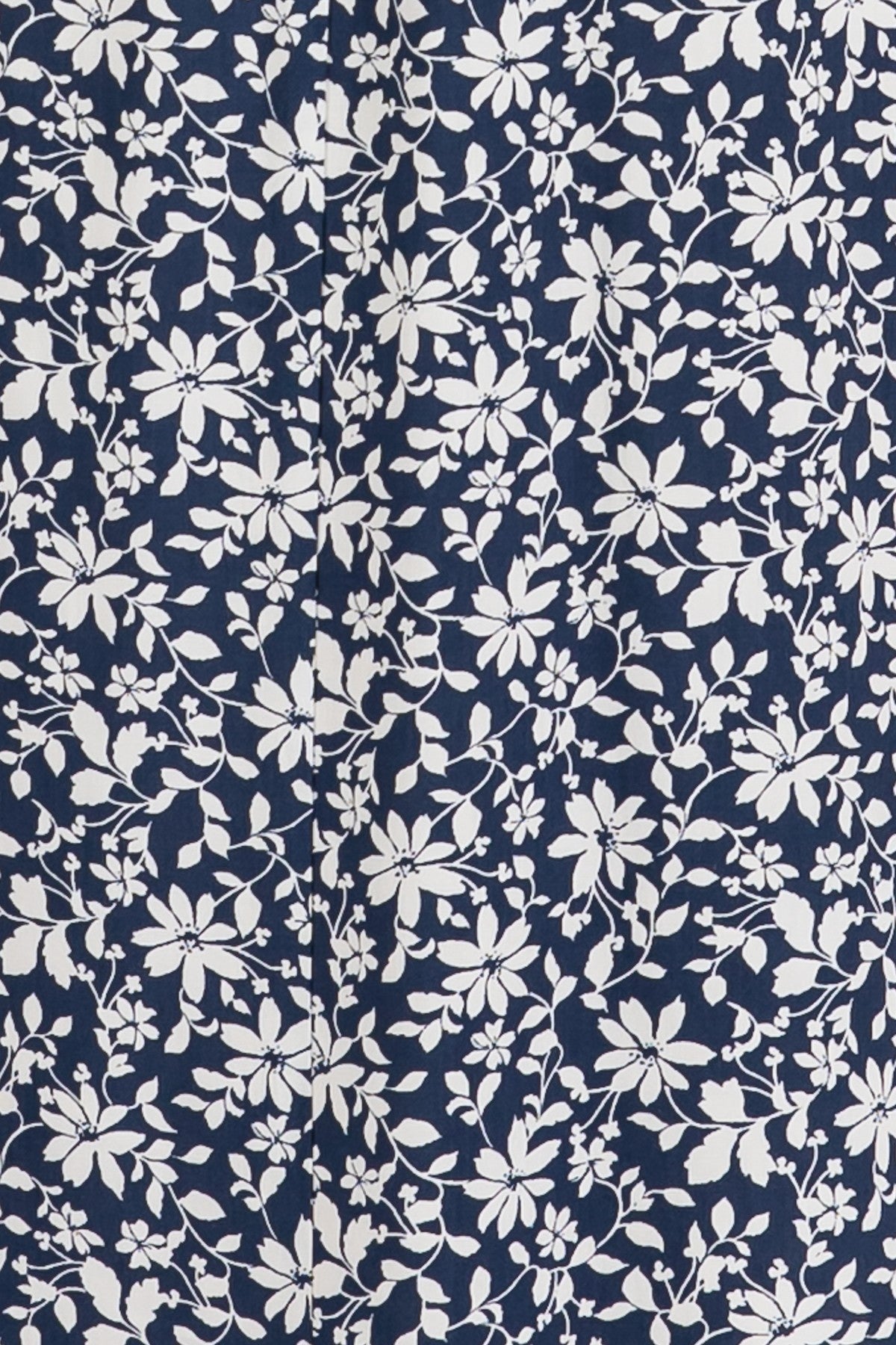 Navy Blue Floral Ruched Tie Front Midi Dress