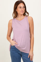 Lavender Striped Maternity Tank Top