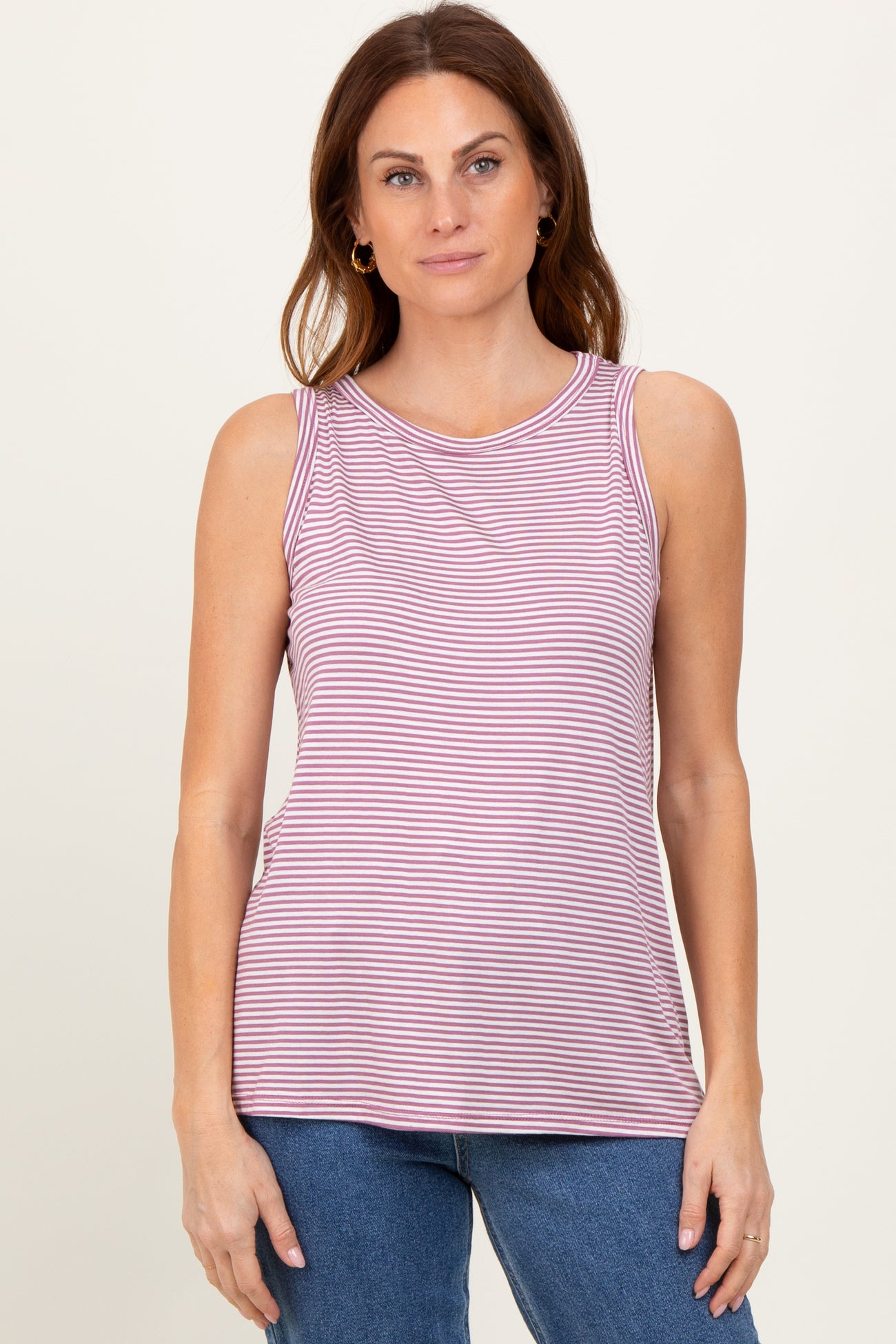 Lavender Striped Tank Top