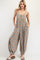 Taupe Printed Sleeveless Barrel Leg Jumpsuit