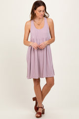 Mauve Ribbed Sleeveless Open Back Midi Dress