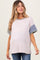Peach Solid Ribbed Color Block Short Sleeve Maternity Tunic Top