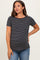 Black Pinstripe Shoulder Button Detail Maternity Top
