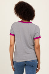 Ivory Pinstripe Contrast Trim Tee