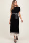 Black Ribbed Knit Pleated Maternity Midi Dress