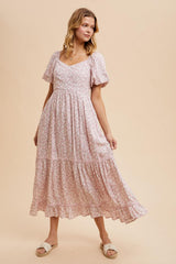 Light Pink Floral Sweetheart Maternity Maxi Dress