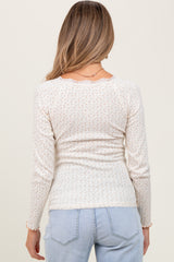 Cream Lace Trim Floral Fitted Top