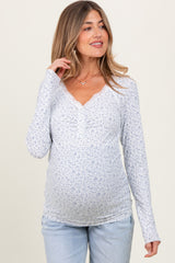 Ivory Lace Trim Floral Fitted Maternity Top