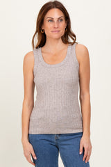 Mocha Melange Ribbed Fitted Maternity Tank Top
