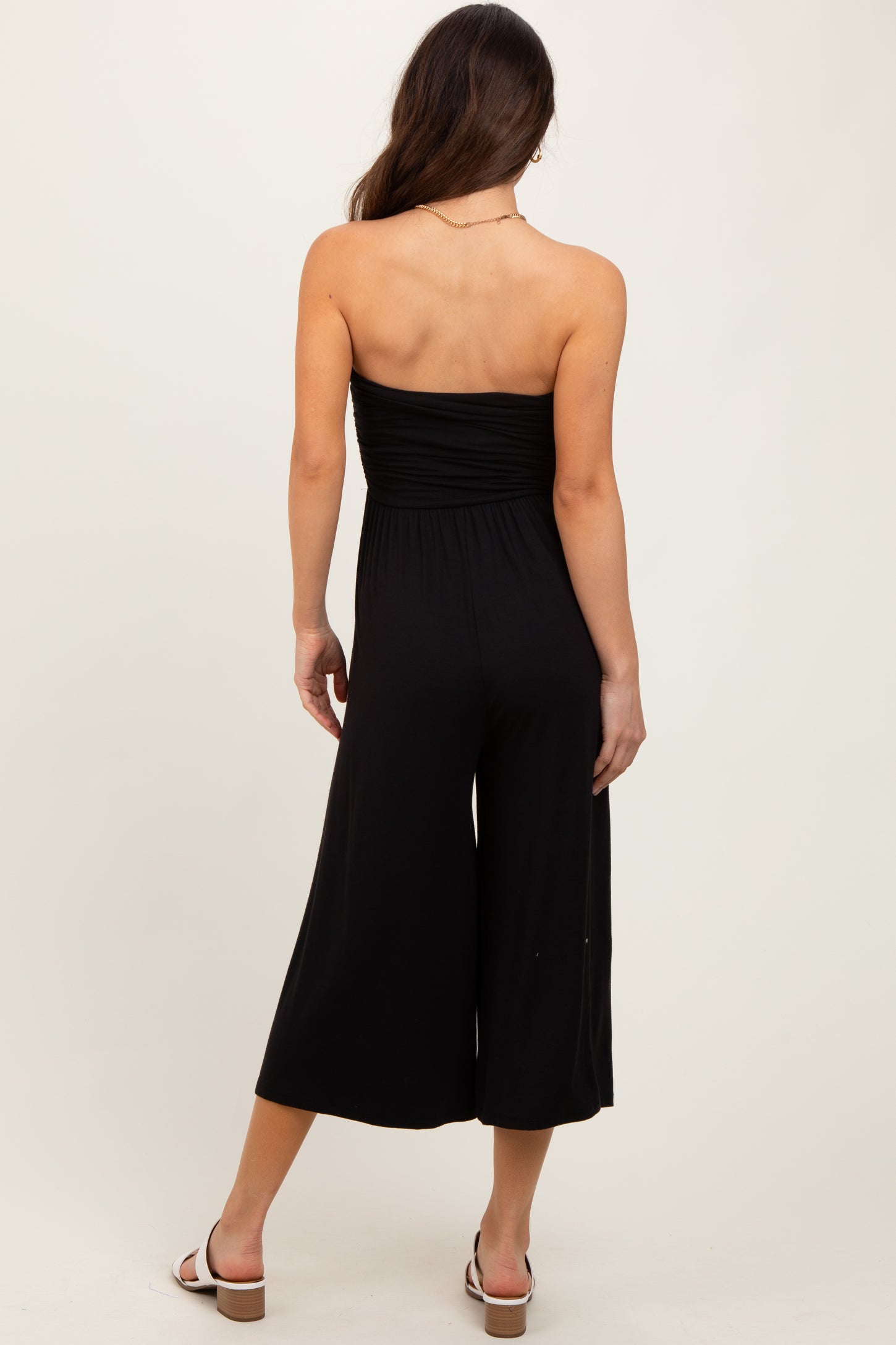Black Double Layered Strapless Tube Top Jumpsuit
