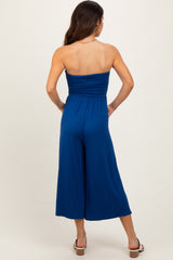 Navy Double Layered Strapless Tube Top Jumpsuit