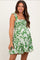 Green Printed Smocked Ruffle Strap Maternity Dress